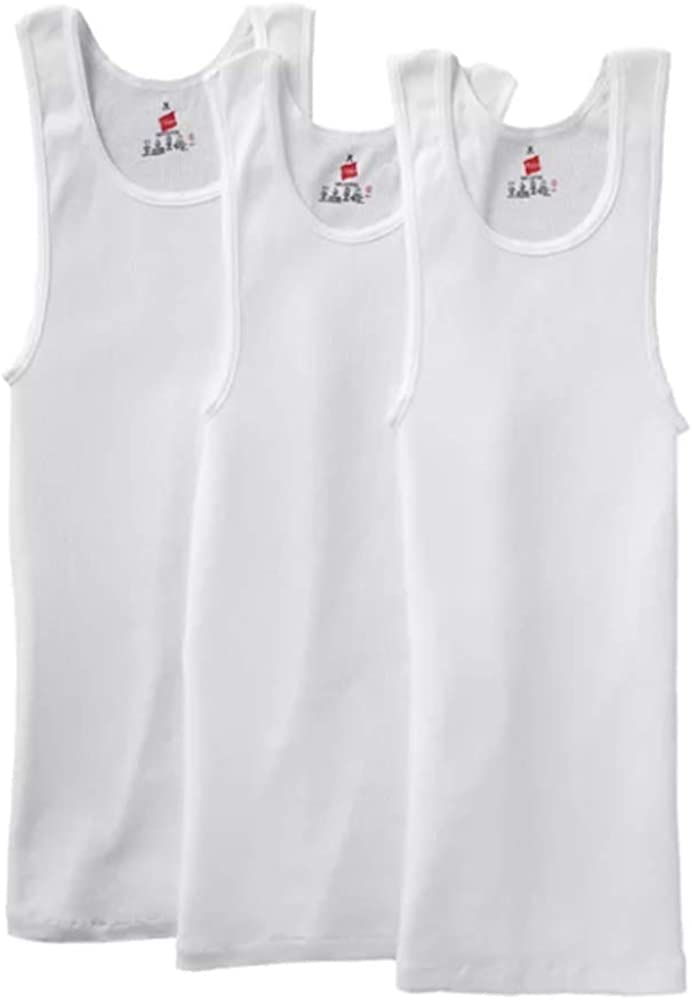 Hanes Men’s Tall 100% Cotton Ribbed Tank Tagless Undershirts, Multipack