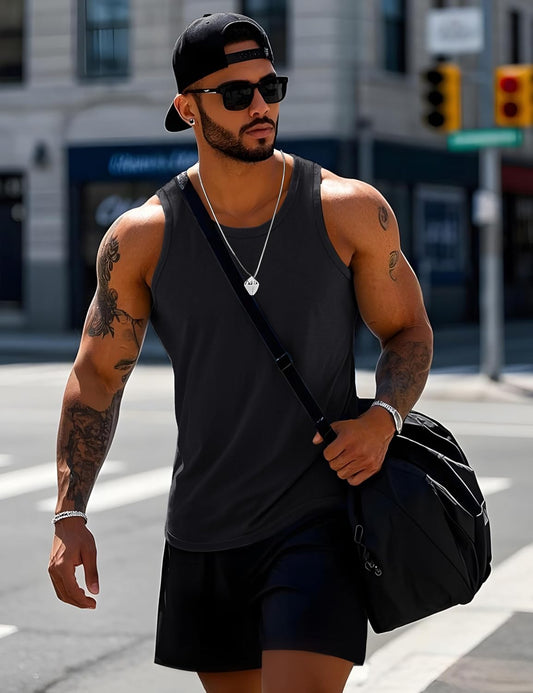 MAGCOMSEN Mens Workout Tank Tops Muscle Athletic Gym Cotton Undershirt Sleeveless Shirts