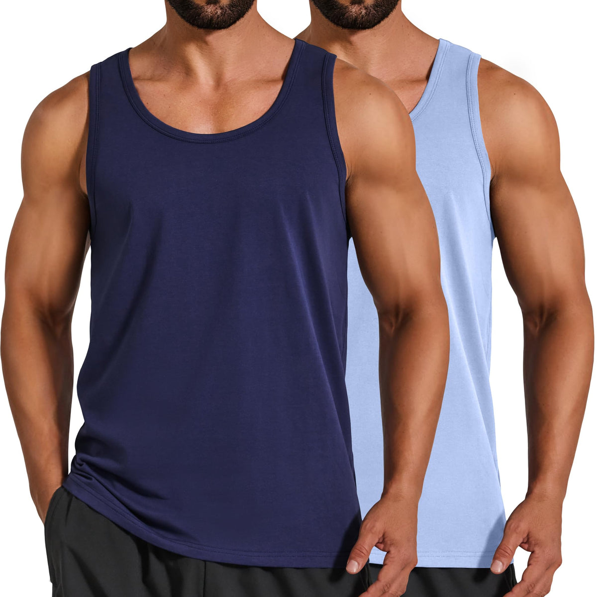 COOFANDY Mens Cotton Tank Tops Workout Summer Sleeveless Muscle Gym Shirts Athletic Beach Tee Shirt Pack
