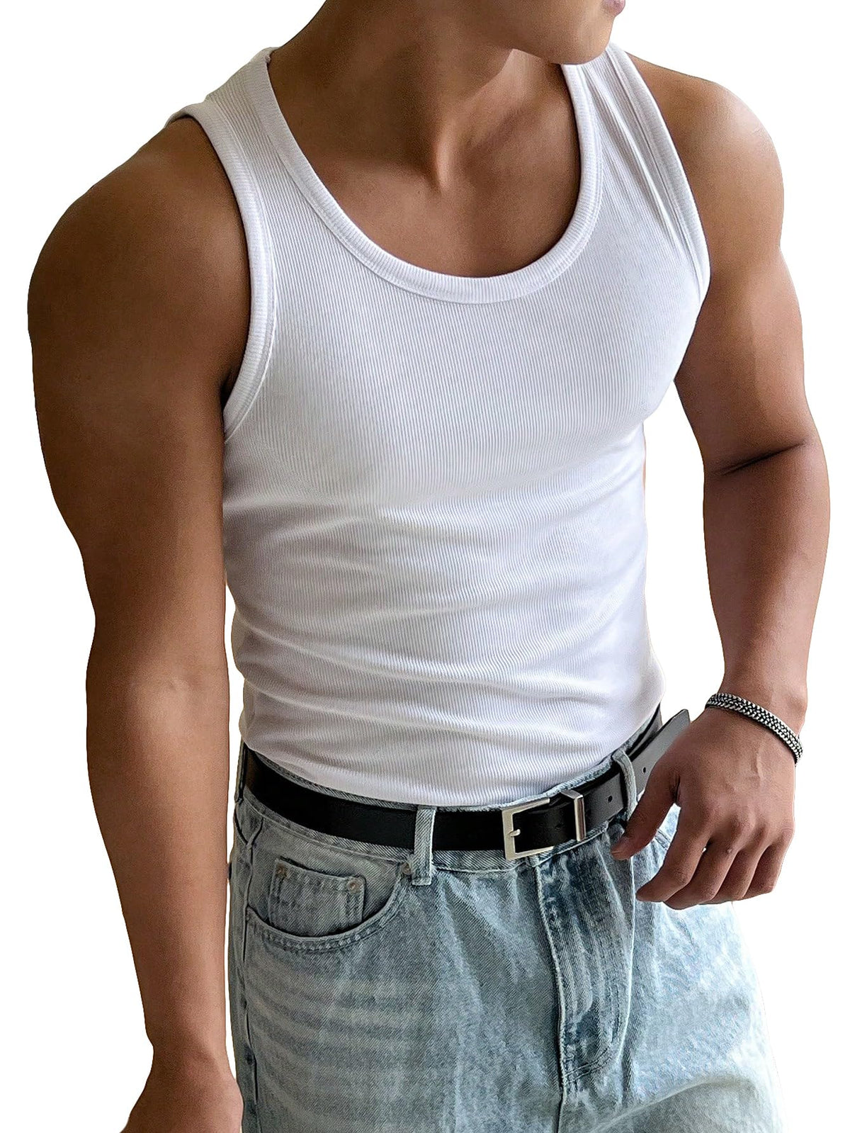 COZYEASE Men's Summer Sleeveless Tank Top Workout Gym Muscle Tank T Shirt