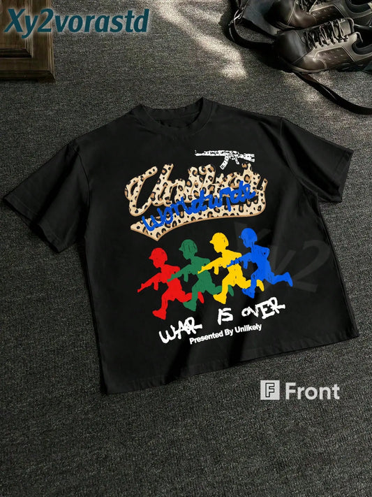 Men's Y2K Rock Punk Casual T-Shirt - Menswear, Soft Cotton Round Neck, Stretch Fabric, Hip-Hop Graphic, Retro Design, Short/Long-Sleeved Day Tops, Ideal Gift
