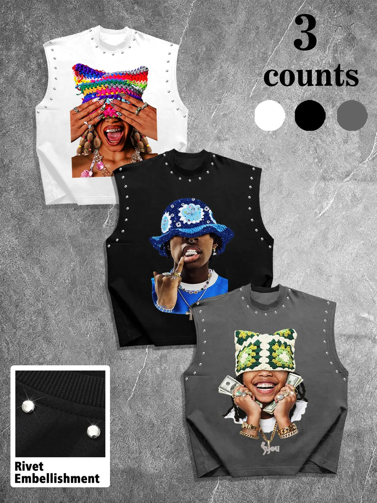 Summer Unisex Casual Vest Set, Asymmetrical Graphic Design, Sleeveless Top, Multiple Colors Available, Perfect for Daily Wear