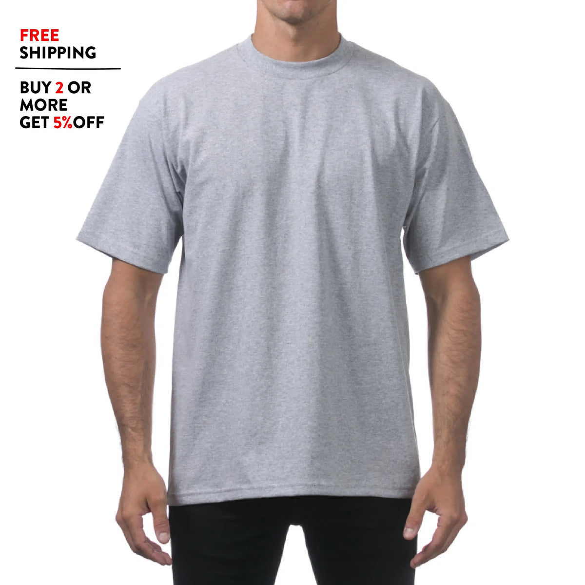 PROCLUB Men's Heavyweight Short Sleeve T Shirt Casual Cotton Tee PRO CLUB Plain Cotton Tee T Shirts LA Streetwear Hip Hop Harem Big Tall Sizes Black White Gray