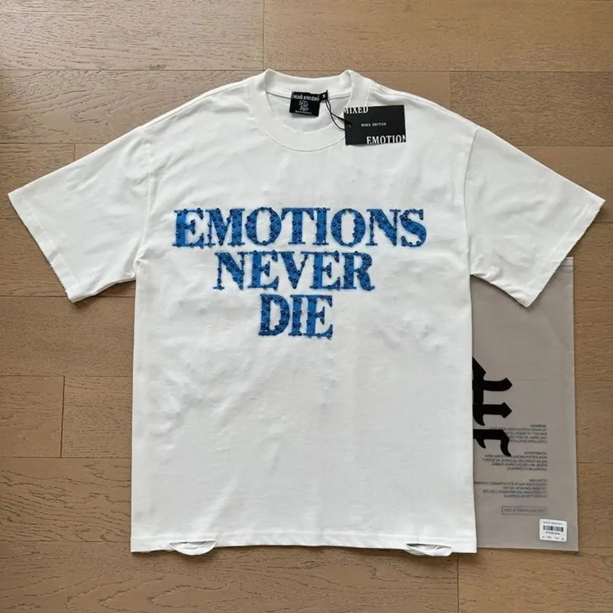 RMIXED EMOTION Rhinestone Graphic T-Shirt Men Women Oversized Cotton Tee Short Sleeve Crew Neck Streetwear Top Angel Print Gothic Y2K Hip Hop Casual Summer Shirt