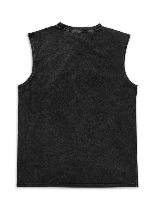 Wash-Old Bat Print Sleeveless Vest, Sleeveless Vest Tops, Gothic Punk Dark Style Halloween Street Fashion, Casual Loose-Fitting Oversized Graphic Vest