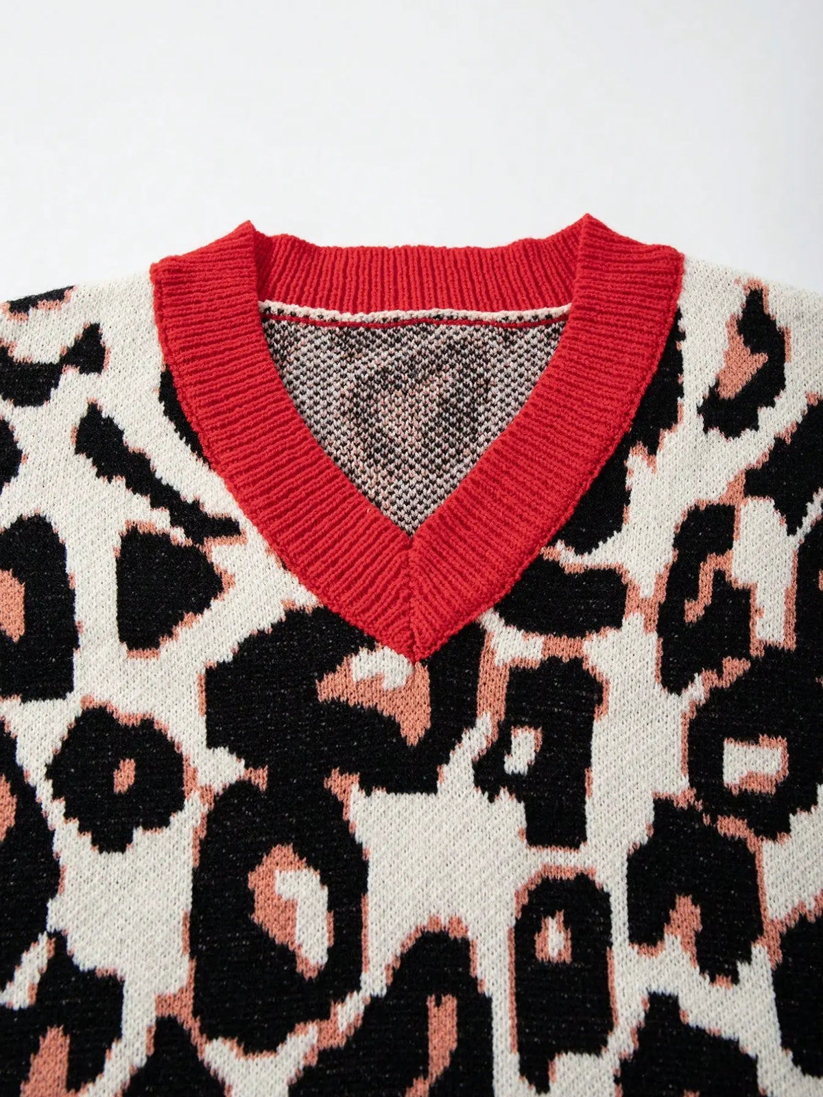 New Retro Style Men's Neutral Leopard Print Knit Vest, V Neck Sleeveless Sweater Backless, Casual Fitted H-Type Design for All Seasons, Vneck, Fashion Vest