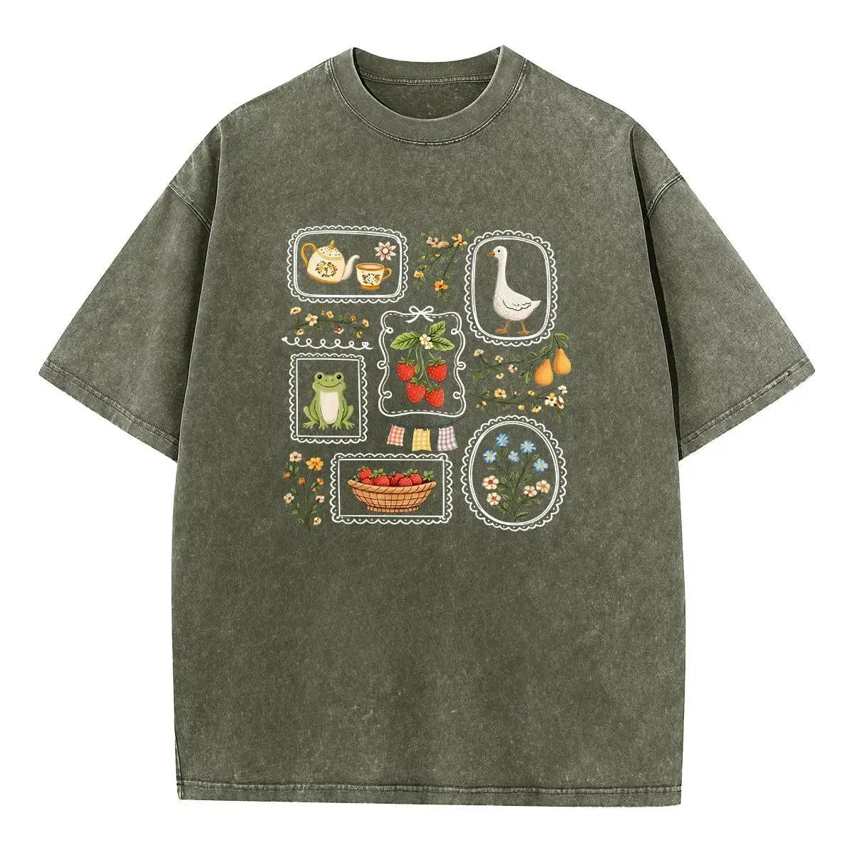 Women's Holafish Acid Wash Graphic T-Shirt - S-3XL, Casual Round Neck Short Sleeve Heavy Cotton Breathable Tee, Distressed Look Retro Sexy Streetwear Top, Letter Print Casual Comfy Clothes