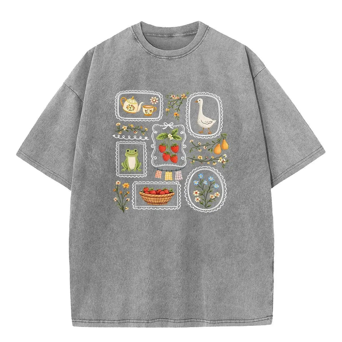 Women's Holafish Acid Wash Graphic T-Shirt - S-3XL, Casual Round Neck Short Sleeve Heavy Cotton Breathable Tee, Distressed Look Retro Sexy Streetwear Top, Letter Print Casual Comfy Clothes