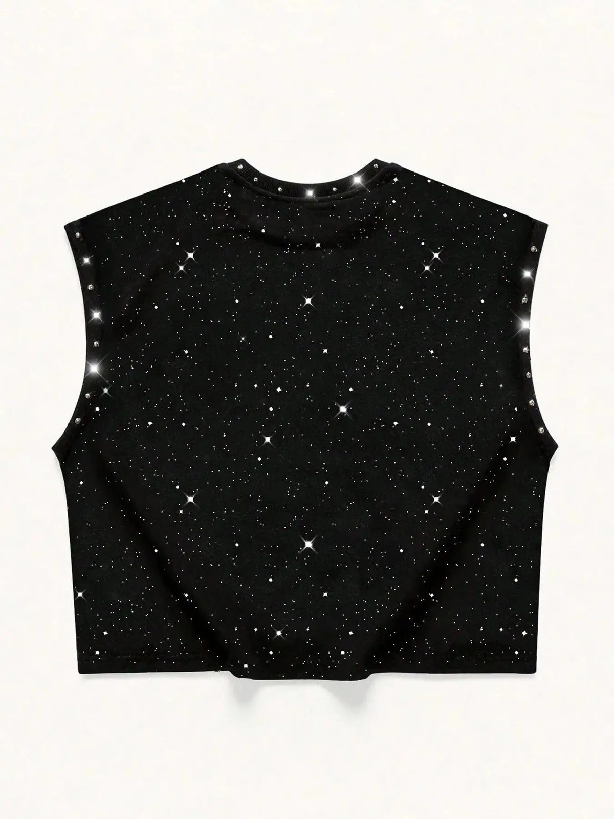 Men's Round Neck Vest, Rhinestone Print, Casual Short Sleeve, Slim Fit, Geometric Pattern, All Seasons, Outdoor & Party Wear