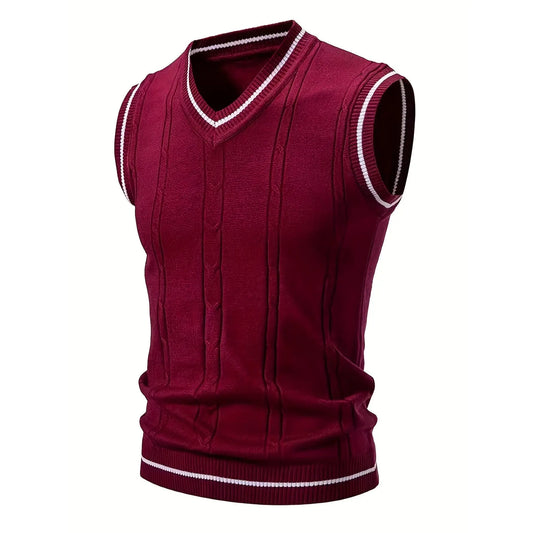 New Men'S Vest with a Twisted Knit Design Casual Fabric