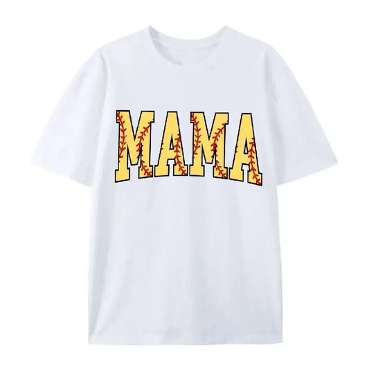 Unisex 100% Cotton Casual Short-Sleeve Crew Neck Print T-Shirt - 3XL, Regular Fit, Casual Comfy Tops, All Seasons, Softball Mama Mother's Day Gift, Unisex Clothes
