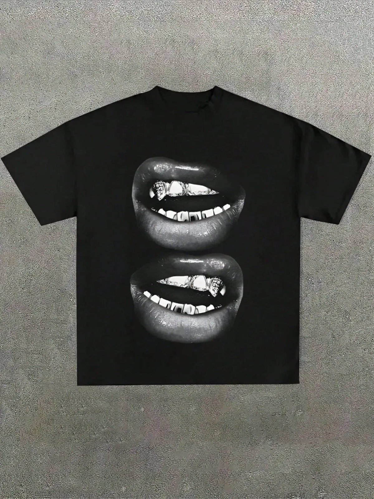 Men's Funny Lips Cartoon Print Cotton Graphic Tees - 180gsm Pure Cotton Short-Stretch Absorbent Fabric, All Seasons Hip-Hop Streetwear, Casual Stitched Hem Top