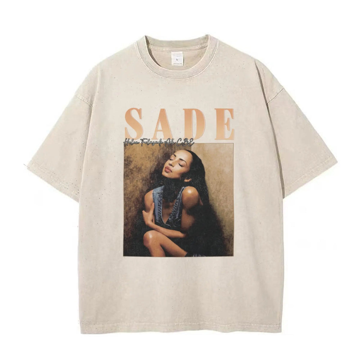 1PCS Men's Short-Sleeve Cotton Casual Top - Round Neck, Y2000 Swag Vintage Sade Graphic Band Shirt, Black & Golden Figure Print, Regular Fit Bohemian Retro Streetwear, Clothing Merch Flash Sale for Festival, Spring, Men's Stuff
