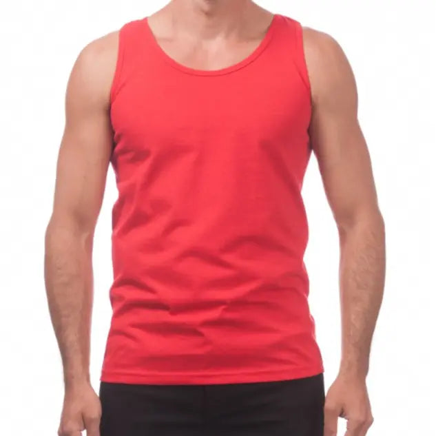 Pro Club Men's Heavyweight Cotton Sleeveless Tank Top Tee - Plain, Soft Breathable Round Neck Pull-On, Big & Tall S-5XL Sizes, Easy Layering, Foldable, Laid-Back Street Style, Gym Wear, Childrens Day Outfits, Menswear Fashion