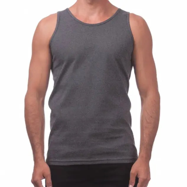 Pro Club Men's Heavyweight Cotton Sleeveless Tank Top Tee - Plain, Soft Breathable Round Neck Pull-On, Big & Tall S-5XL Sizes, Easy Layering, Foldable, Laid-Back Street Style, Gym Wear, Childrens Day Outfits, Menswear Fashion