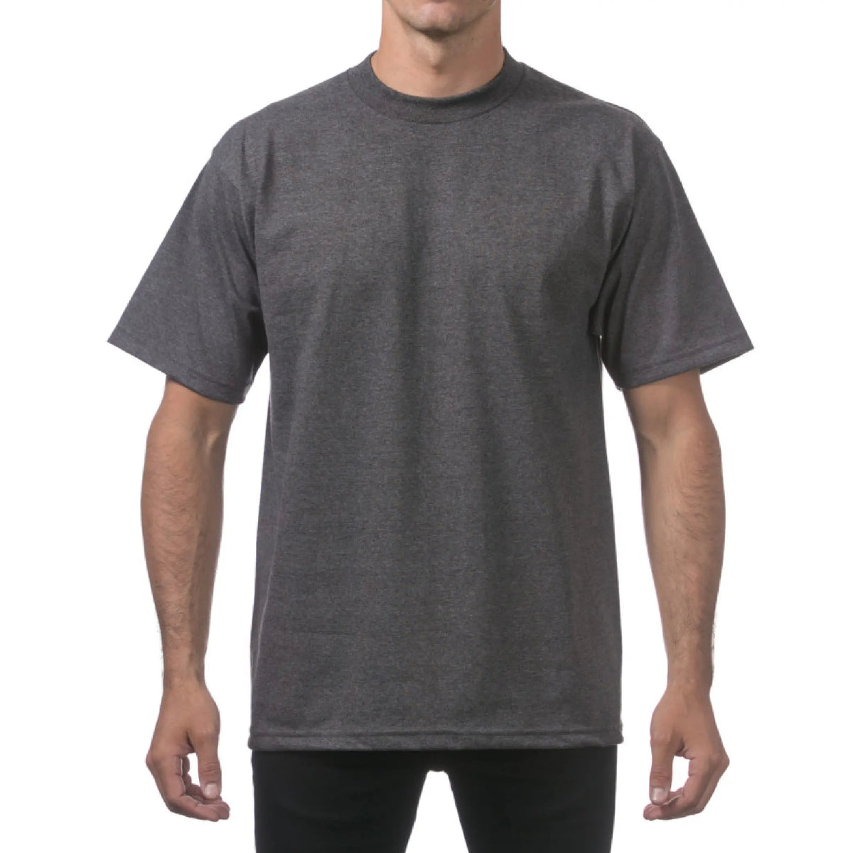 PROCLUB Men's Heavyweight Short Sleeve T Shirt Casual Cotton Tee PRO CLUB Plain Cotton Tee T Shirts LA Streetwear Hip Hop Harem Big Tall Sizes Black White Gray