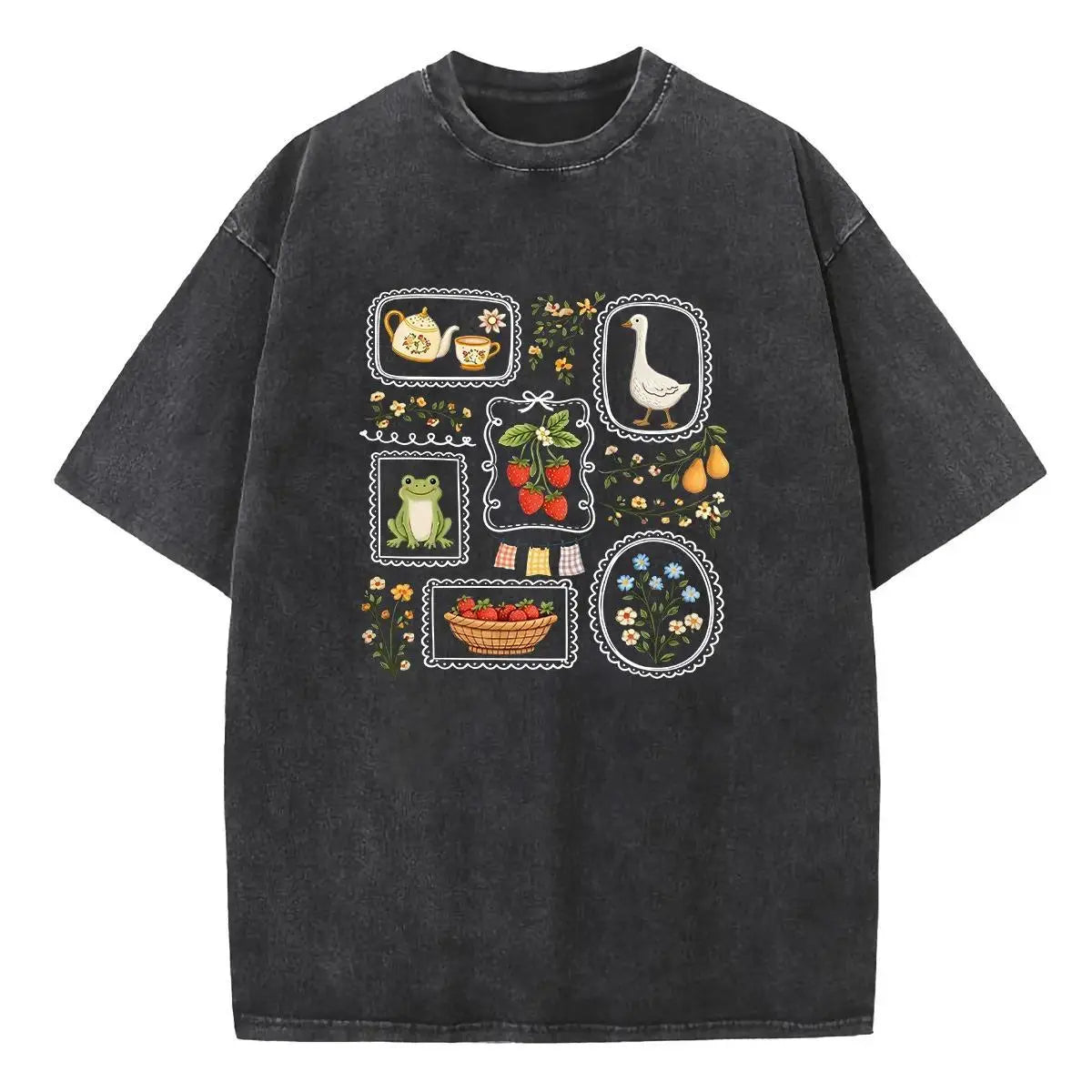 Women's Holafish Acid Wash Graphic T-Shirt - S-3XL, Casual Round Neck Short Sleeve Heavy Cotton Breathable Tee, Distressed Look Retro Sexy Streetwear Top, Letter Print Casual Comfy Clothes
