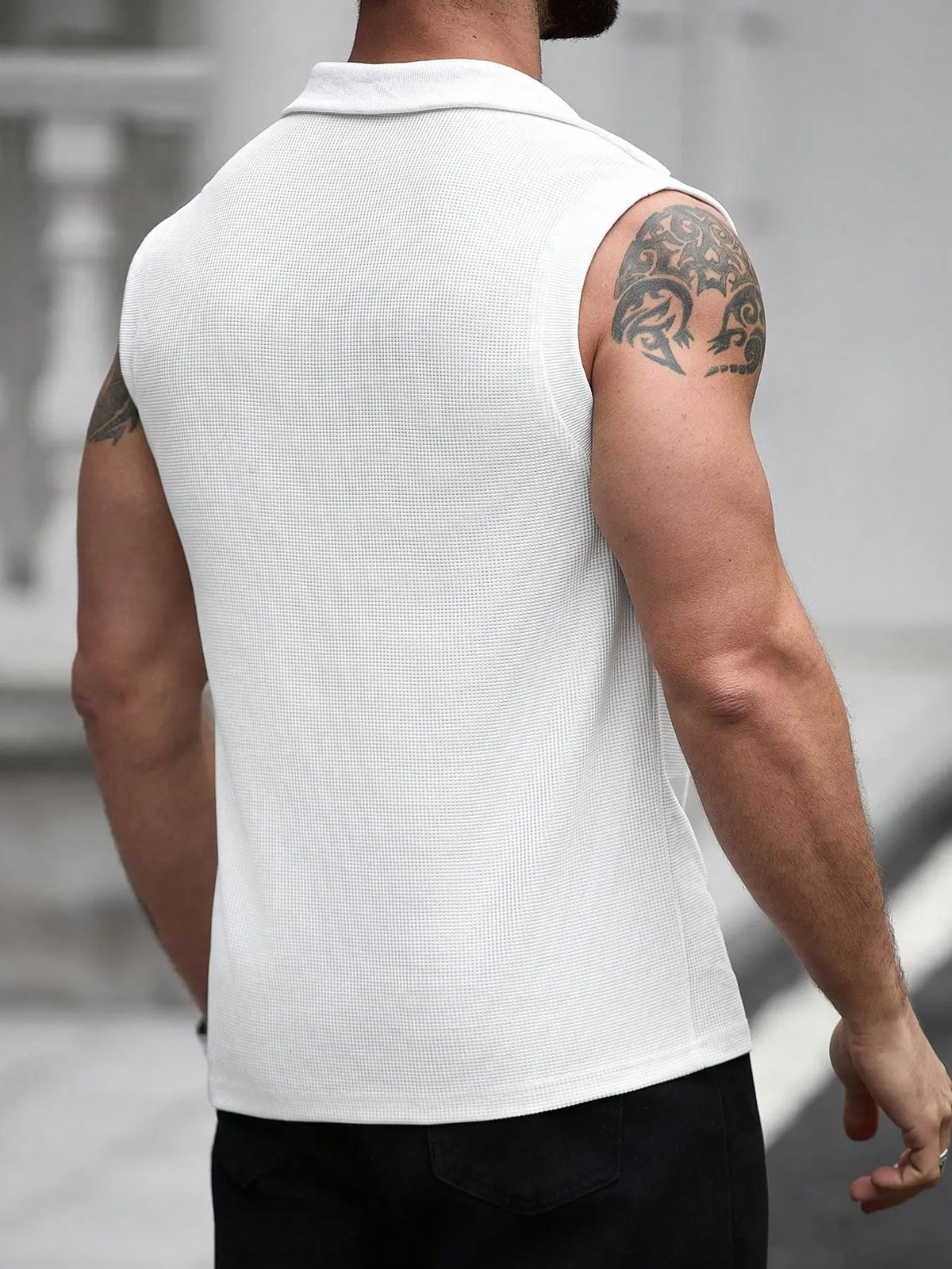 Men's Minimalist Japanese Aesthetic Knit Vest, Fuji Mountain Embroidery Sleeveless Top, Business Casual Slim Fit
