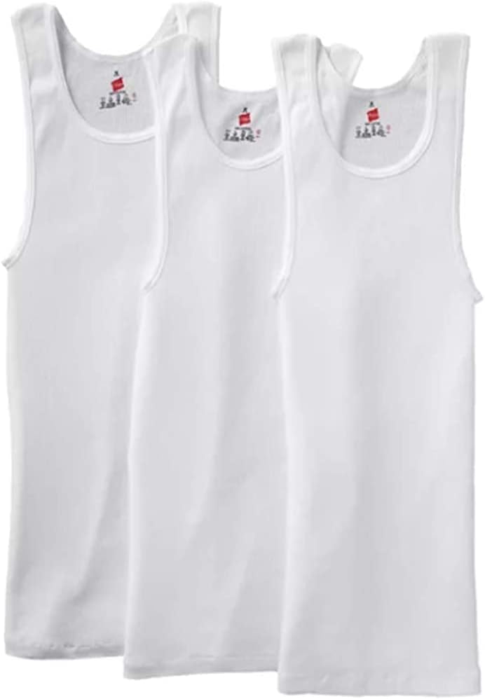 Hanes Men’s Tall 100% Cotton Ribbed Tank Tagless Undershirts, Multipack