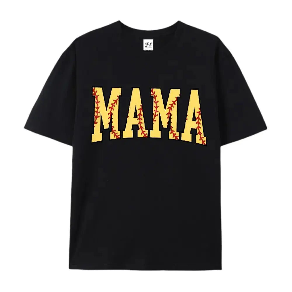 Unisex 100% Cotton Casual Short-Sleeve Crew Neck Print T-Shirt - 3XL, Regular Fit, Casual Comfy Tops, All Seasons, Softball Mama Mother's Day Gift, Unisex Clothes
