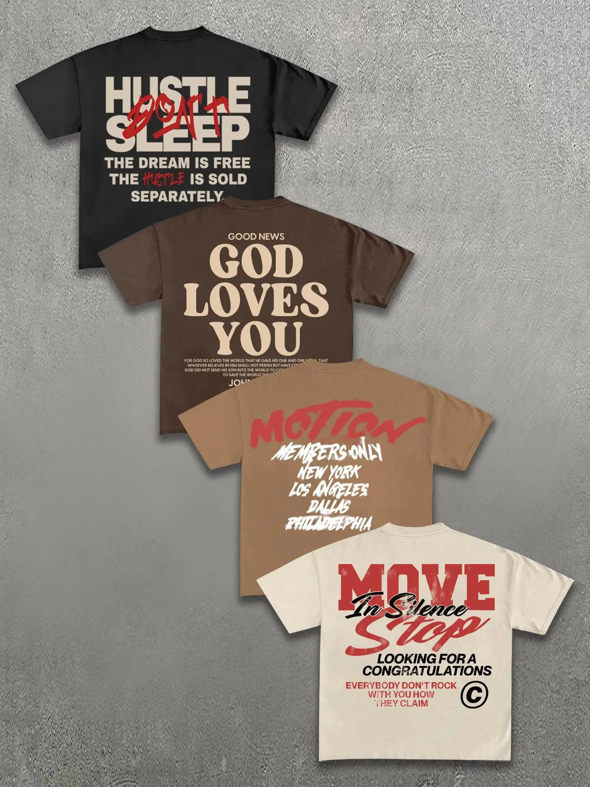 Men's 4-Pack Graphic T-Shirts | Streetwear Statement Print Oversized Casual Tees Set Menswear