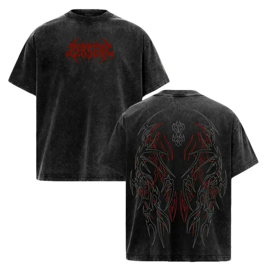 Men's Berserk Vintage Washed Heavy Cotton Oversized Crew Neck Short-Sleeve Athletic Gym Tshirt - Unisex Loose Fit Soft Graphic Tee, Streetwear Pump Cover for Gym & Casual Wear