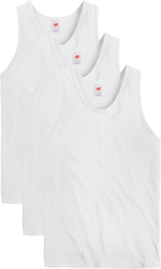 Hanes Men's Essentials Tank Top Pack, Midweight Cotton Tanks, Sleeveless Shirts, 3-Pack
