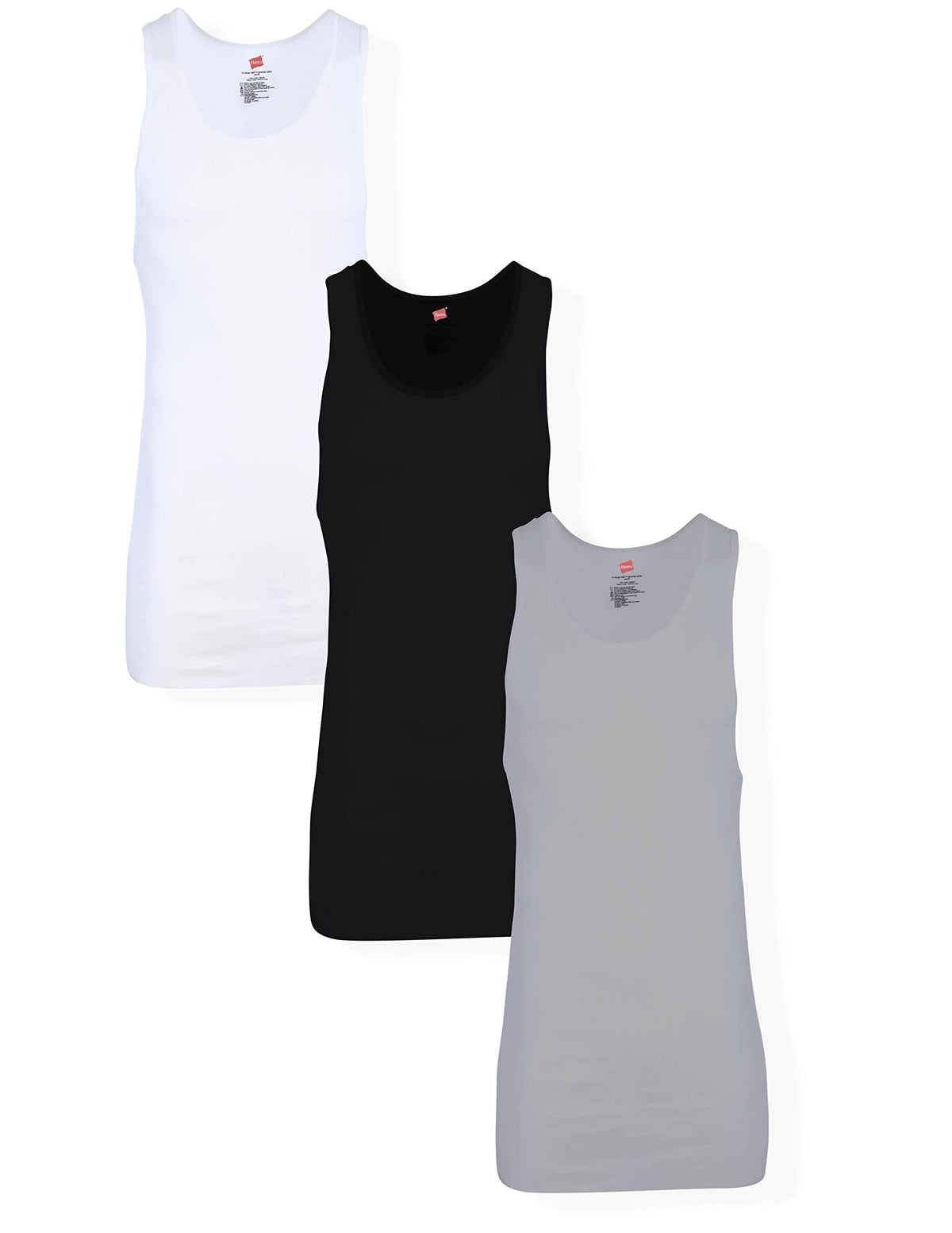 Hanes Men’s Tall 100% Cotton Ribbed Tank Tagless Undershirts, Multipack