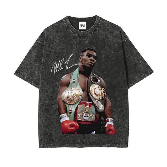 Mike Tyson T-Shirt, 90s Vintage Boxing Sport Legend Oversize Unisex Washed T-Shirt for Women and Men's Unisex Fit Batik Cotton Oversize Streetwear Menswear  Super Soft Pre-Shrunk,back to school,back to school shopping