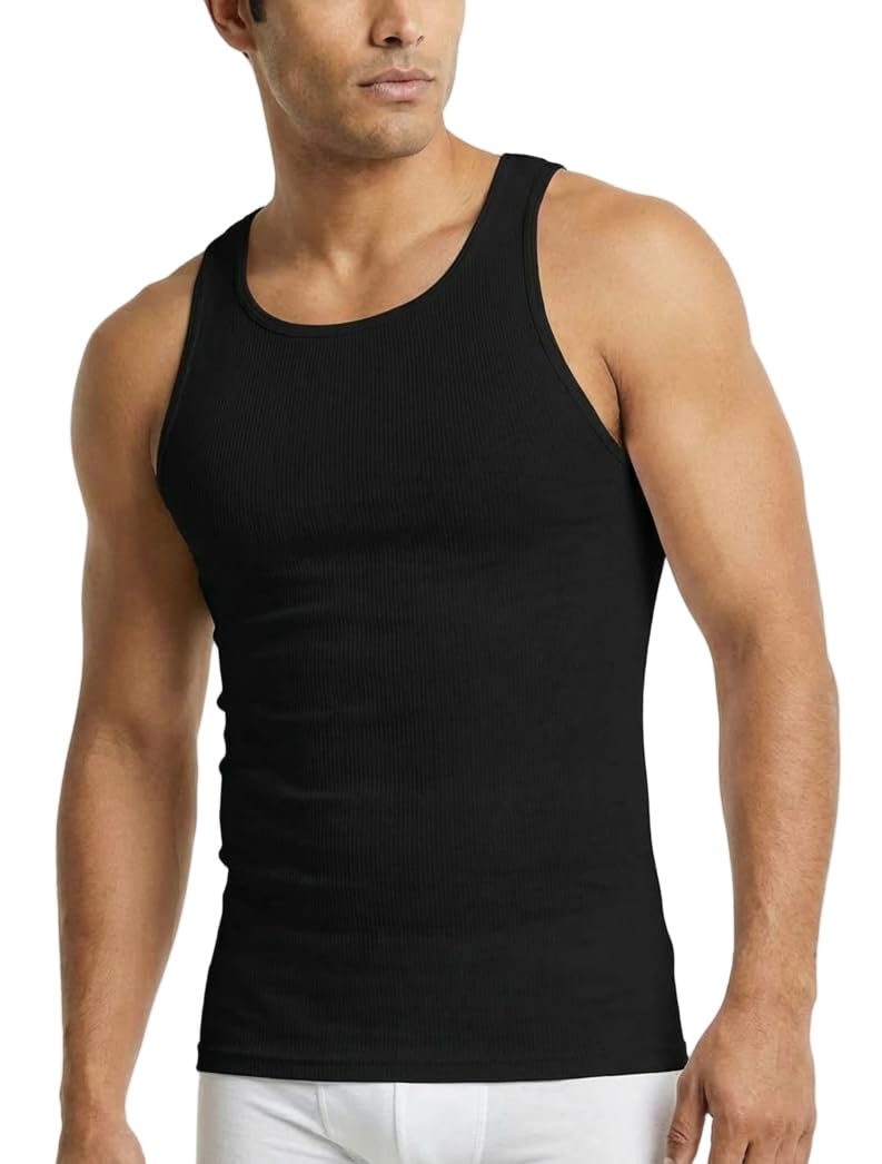 Men’s 3-Pack 100% Cotton Ribbed Sleeveless A-Shirt Tank Top Undershirt
