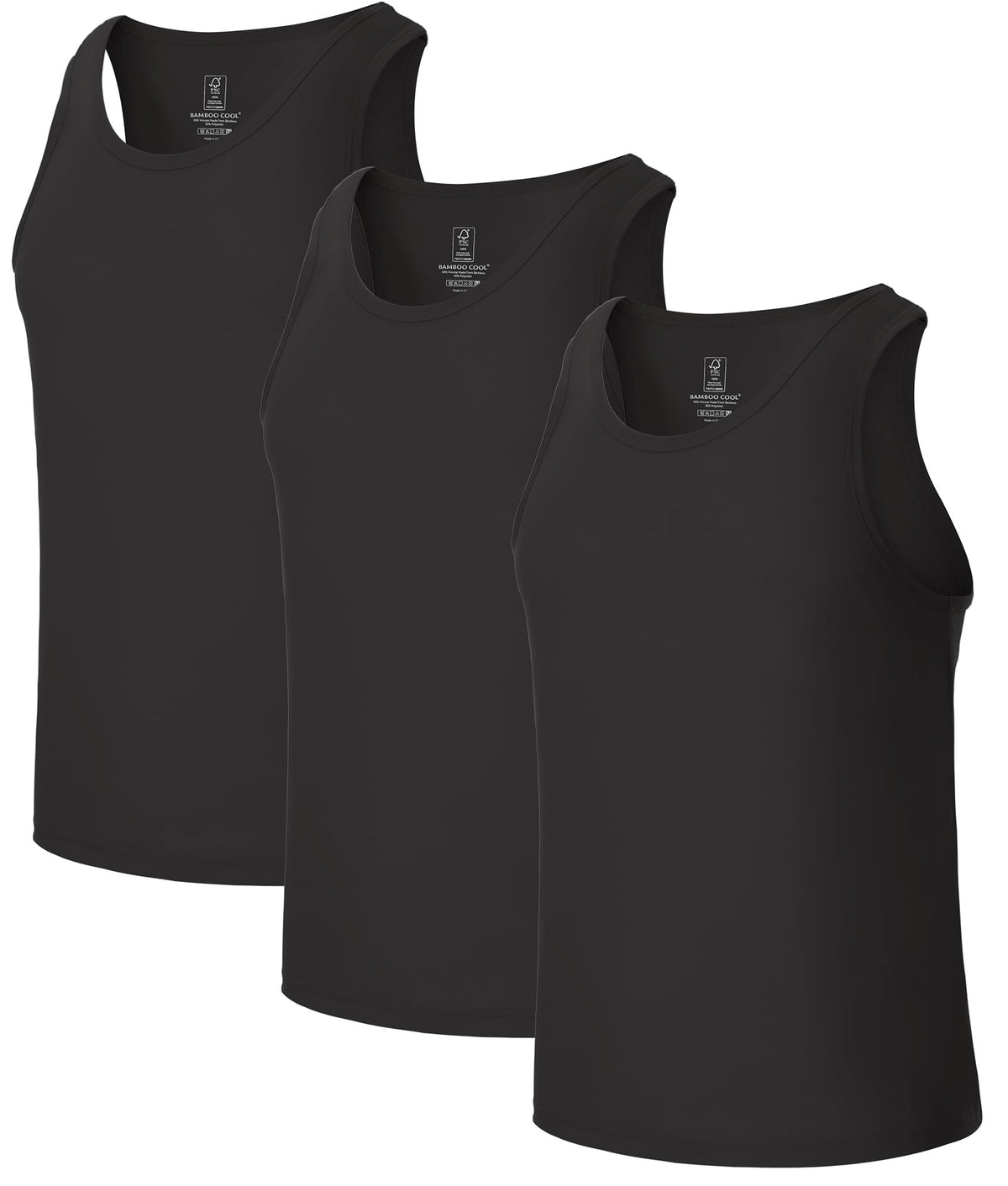 BAMBOO COOL Men's Tank Top Undershirts Moisture Wicking Fit A-Shirts 3 Pack