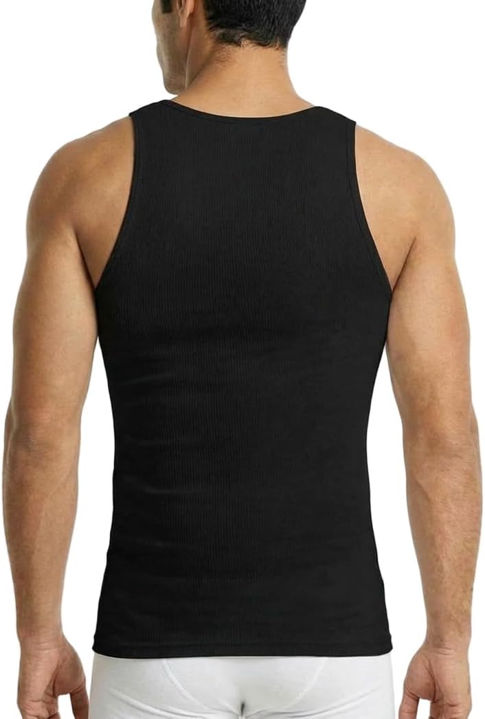 Men’s 3-Pack 100% Cotton Ribbed Sleeveless A-Shirt Tank Top Undershirt