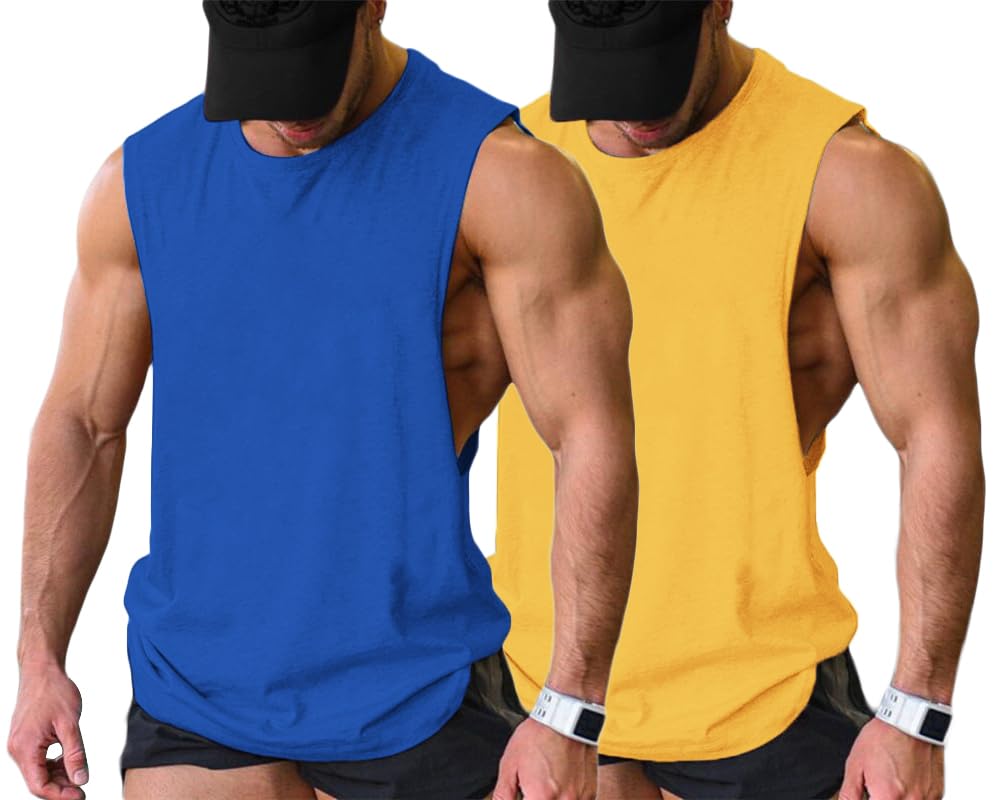 COOFANDY Men Workout Tank Top 2 Pack Gym Bodybuilding Sleeveless T Shirts