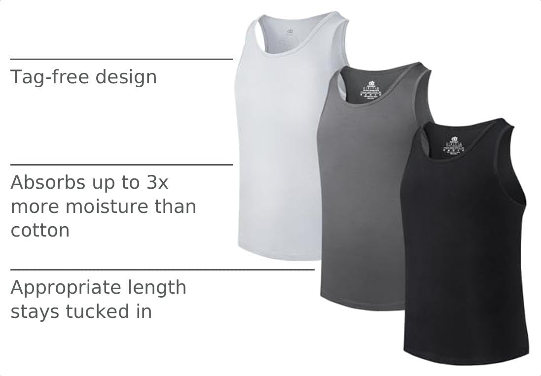 DAVID ARCHY Men's Tank Top Undershirts Moisture-Wicking A-Shirt for Men