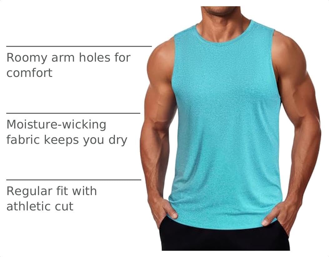 COOFANDY Mens Dry Fit Workout Tank Top Sleeveless Gym Muscle Shirt UPF 50+ Summer Running Athletic Tshirts