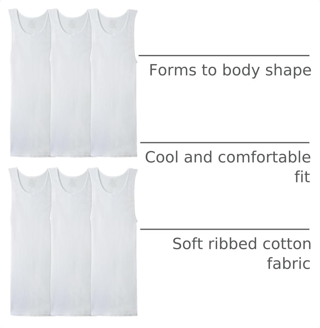 Fruit of the Loom Men's Sleeveless Tag Free Moisture Wicking Tank A-Shirt