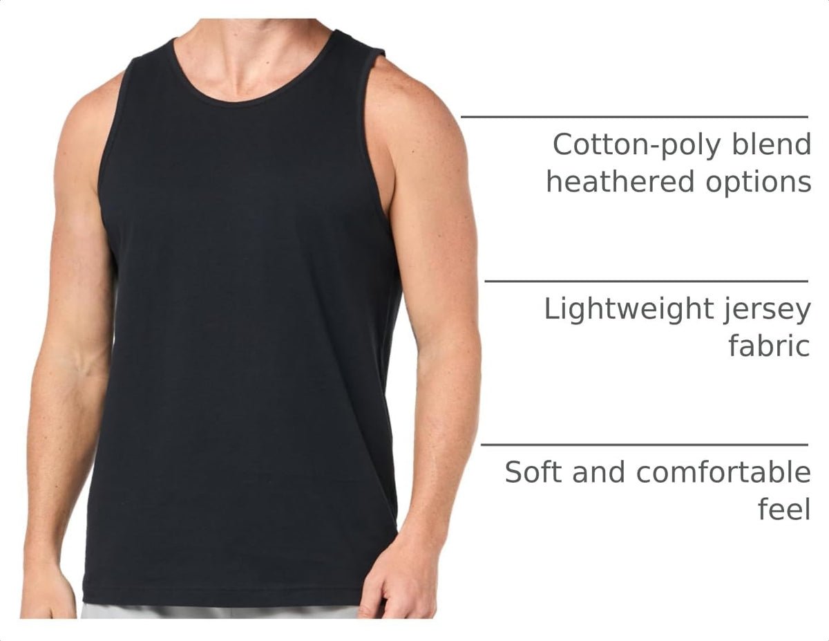 Amazon Essentials Men's Regular-Fit Sleeveless Tank Top, 100% Cotton