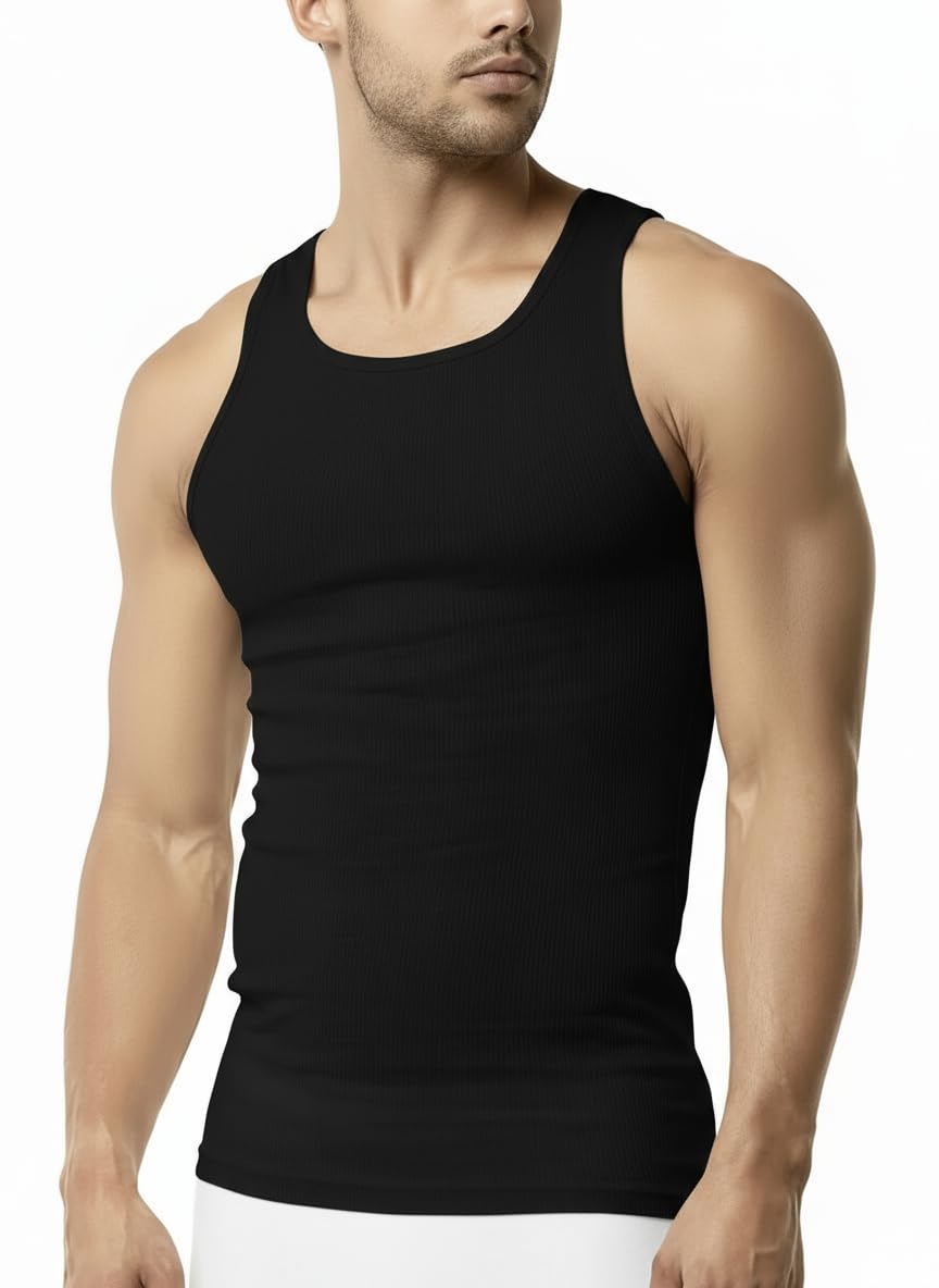 Men’s 3-Pack Cotton Ribbed Lightweight A-Shirt Undershirt Tank Top