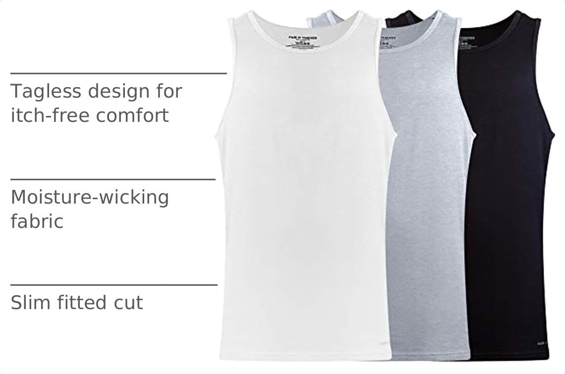 Pair of Thieves Men Super Soft Tank Top | Undershirt for Men | Soft, Breathable, Cotton Blend Fabric | Layering & Daily Wear