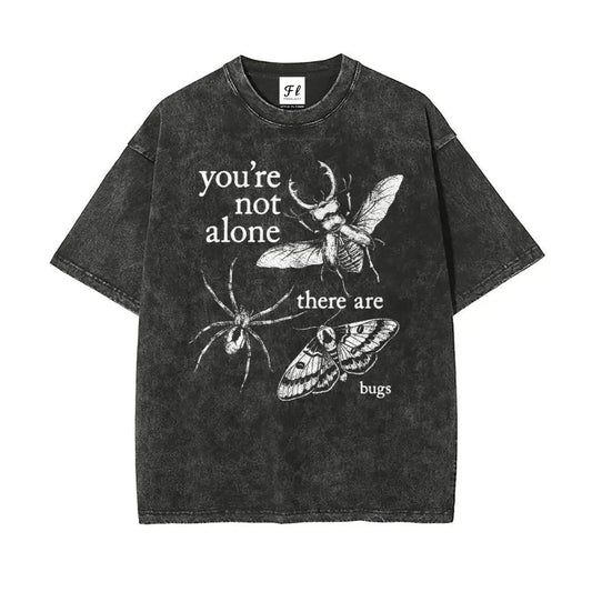 Men's High-Cotton Oversized Unique Graphic Tee - Unisex Classic Retro Insect Print Round Neck Short-Sleeve Pure Cotton T-Shirt, XXL Cold Wash Snowflake Wash Look Soft Stretchy All Seasons Vintage Casual Streetwear Top