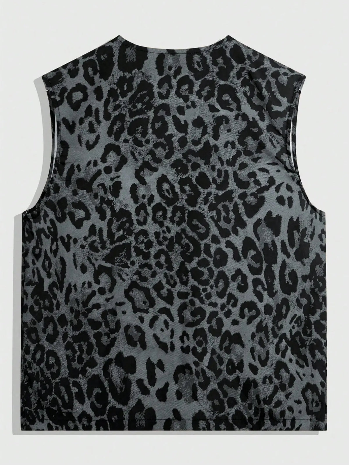 Men's Casual Leopard Print Vest, V Neck Sleeveless Jacket, Summer Office Wear, Trendy Fashion, Regular Length, Fitted H-Type