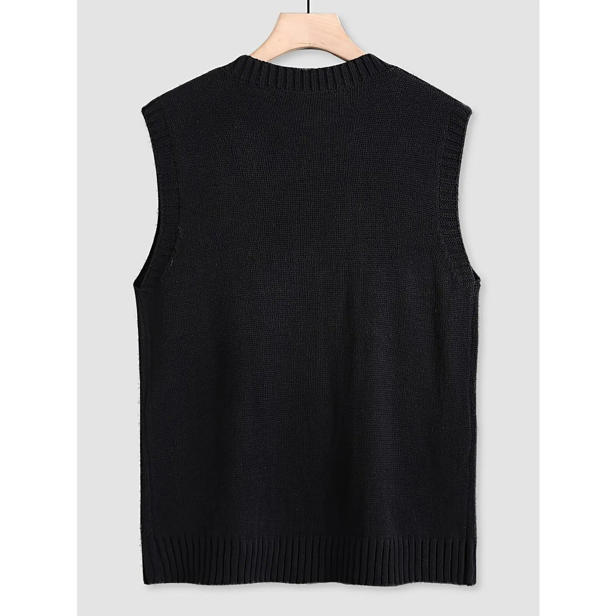 Men's Plus Size Plain V-Neck Knitting Sweater Vest - Solid Acrylic Streetwear Tops, Lightweight Regular Fit Pull-On Sleeveless, Medium Stretch for Spring-Fall, Available in 0XL-5XL (Includes 1XL,4XL)