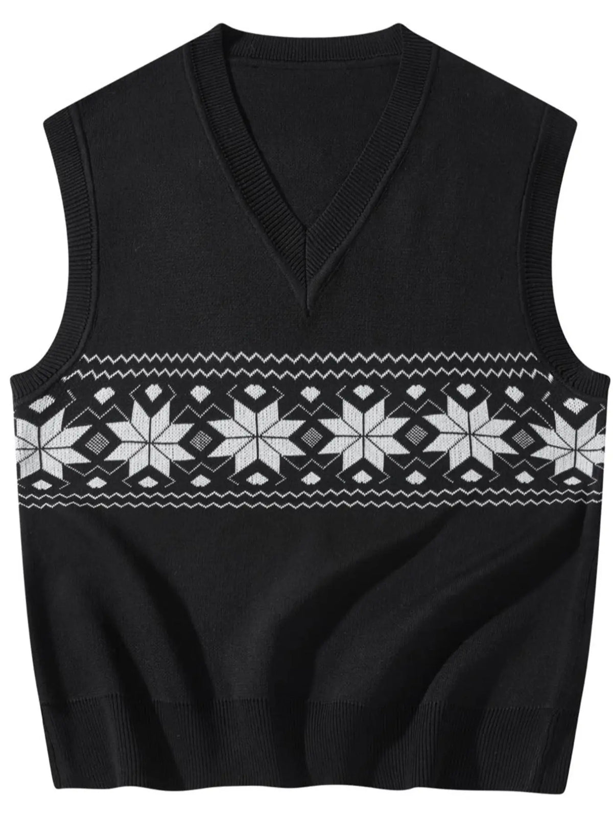 Men's Regular Fit Geometric Print V Neck Sweater Vest, Menswear Casual Stylish Fashion Preppy Youthful Aesthetic Sleeveless Knit Top for Fall & Winter Aesthetic