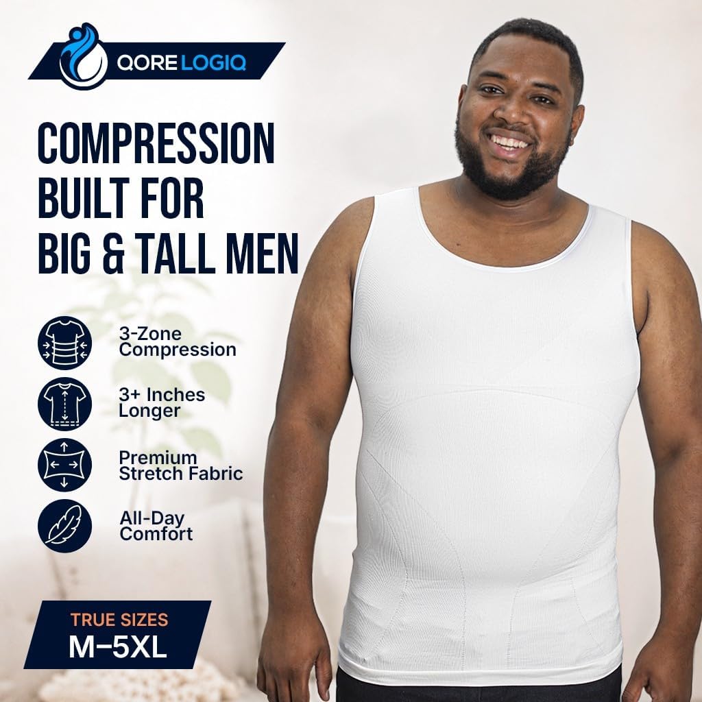 QORE LOGIQ Gynecomastia Compression Shirts for Men