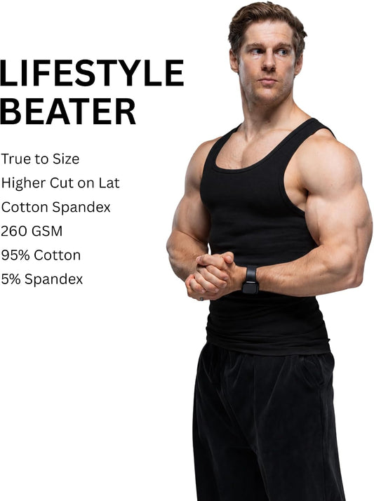 Ekkovision Lifestyle Beaters, Men's Tank Tops, Cotton Spandex Tanks for Men, Regular Fit, Ribbed Fabric