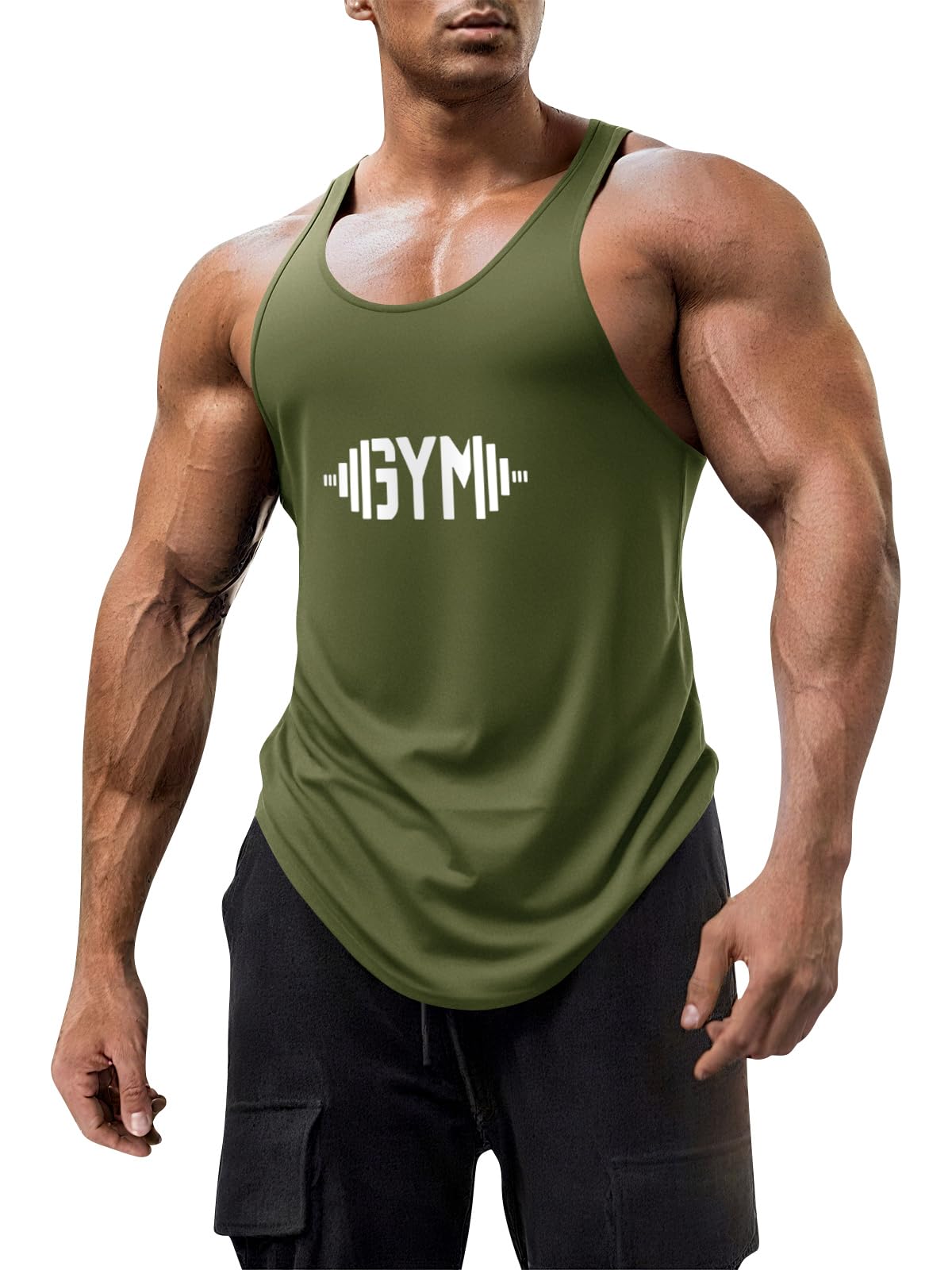 Mens Workout Tank Tops Fitness Bodybuilding Sleeveless Gym Muscle Stringer Shirts