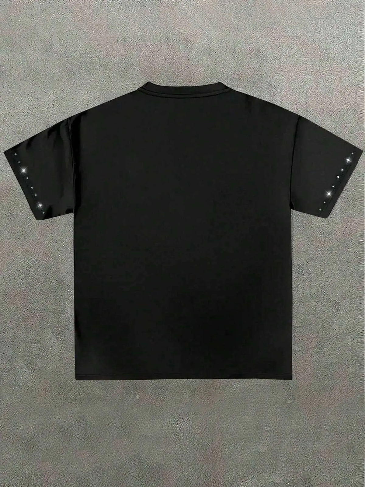Men's Blessed Rhinestone-Collar Cotton T-Shirt, Fashion Dark Angel Graphic Print Round-Neck Top, Casual Streetwear, Vintage Retro Style Short-Sleeve Shirt, Casual Graphic Tee