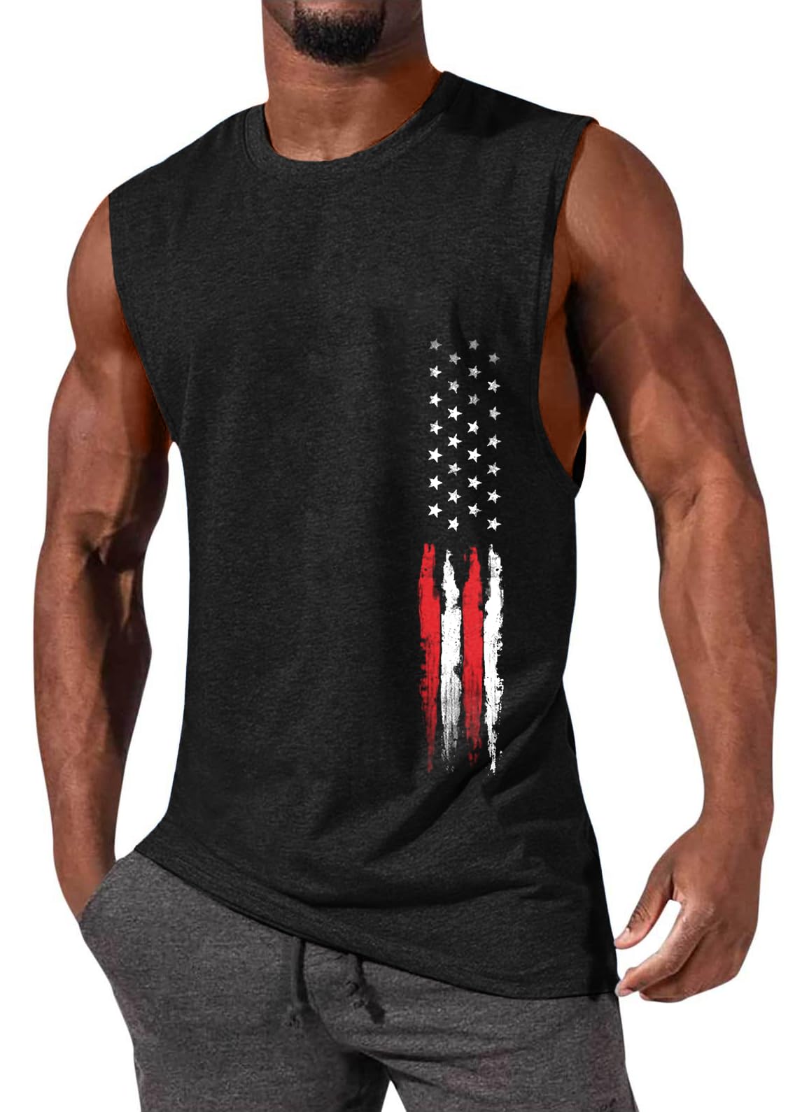 ONLYSTORY Mens Tank Tops Sleeveless Tee Shirts Casual Summer Muscle Gym Tops Running Beach Shirts