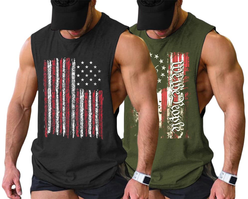 COOFANDY Men Workout Tank Top 2 Pack Gym Bodybuilding Sleeveless T Shirts