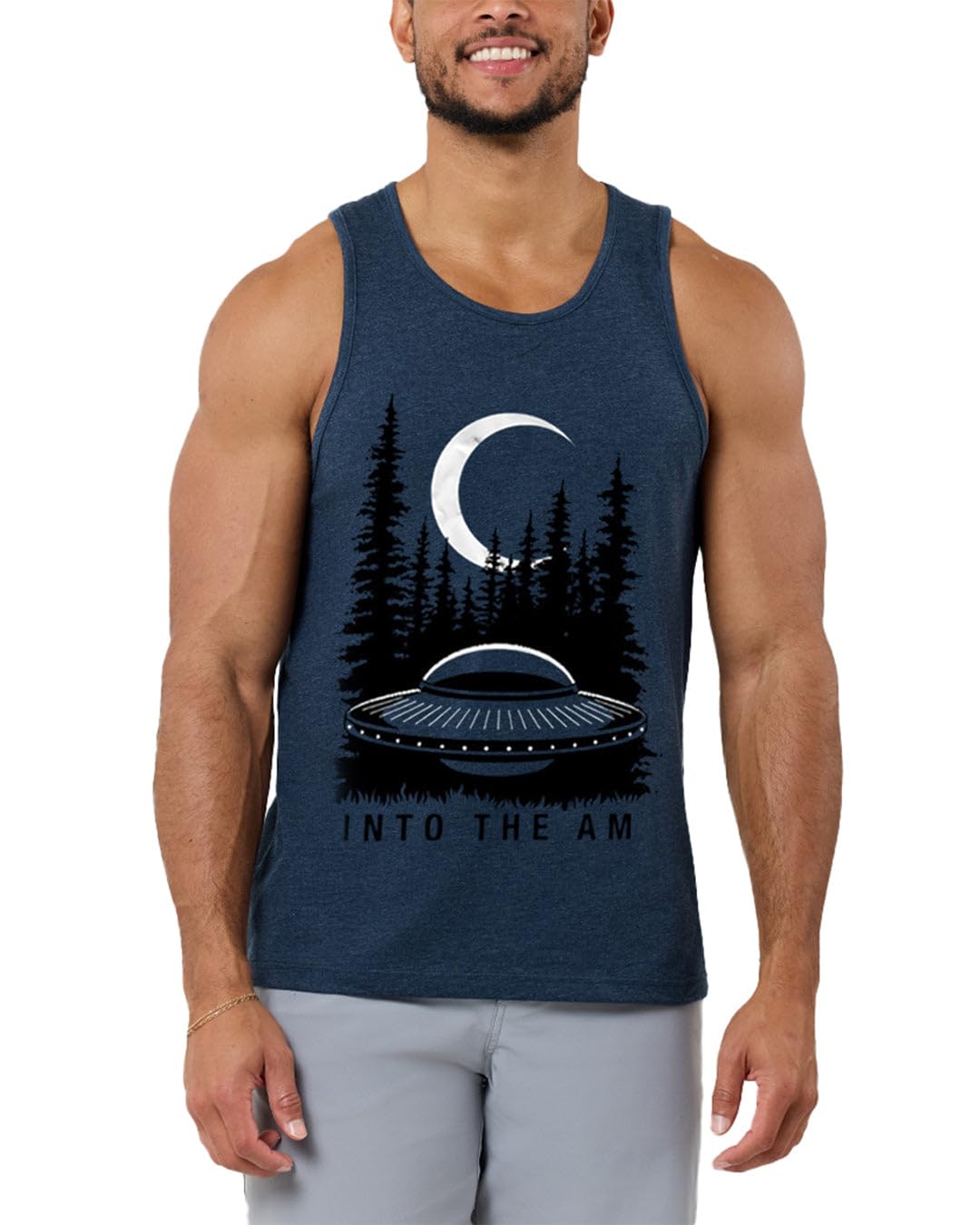 INTO THE AM Graphic Tank Tops for Men Cool Summer Beach Muscle Tanks S-2XL
